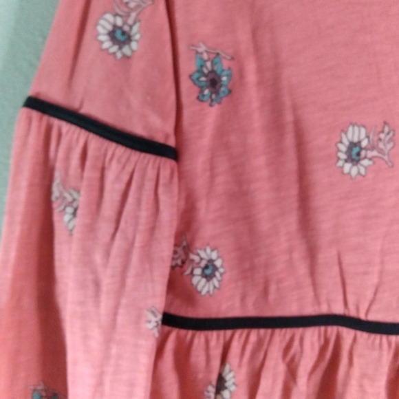 Lucky Brand Coral Pink Floral Peasant Top - Picture 14 of 14